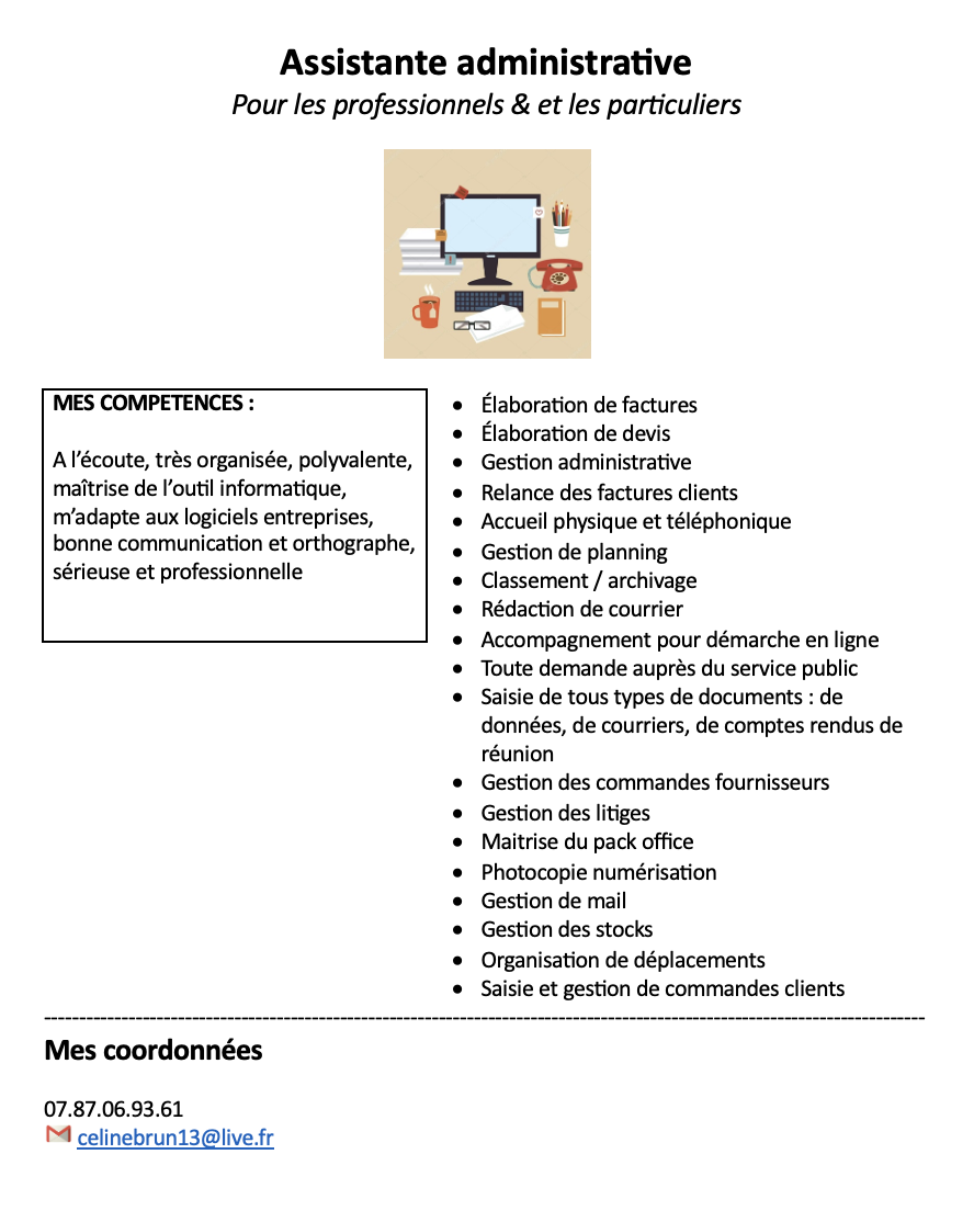 Service secretariat 13 entre particuliers