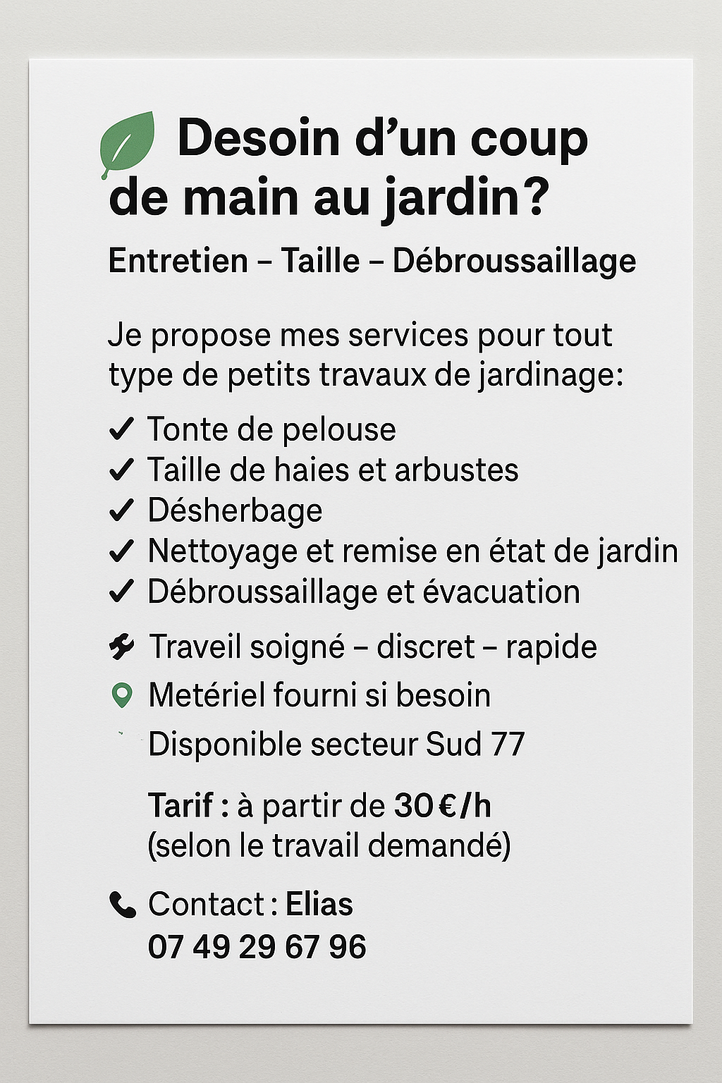 Service tonte de pelouse 77 entre particuliers