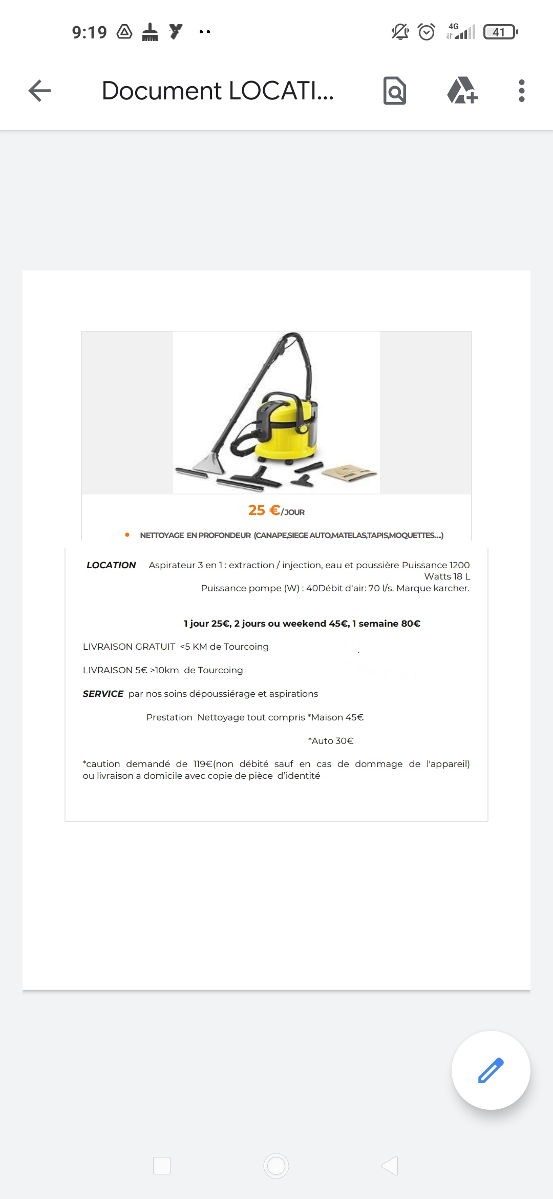 Location injecteur extracteur 59 entre particuliers