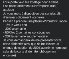 Location porte velo entre particuliers