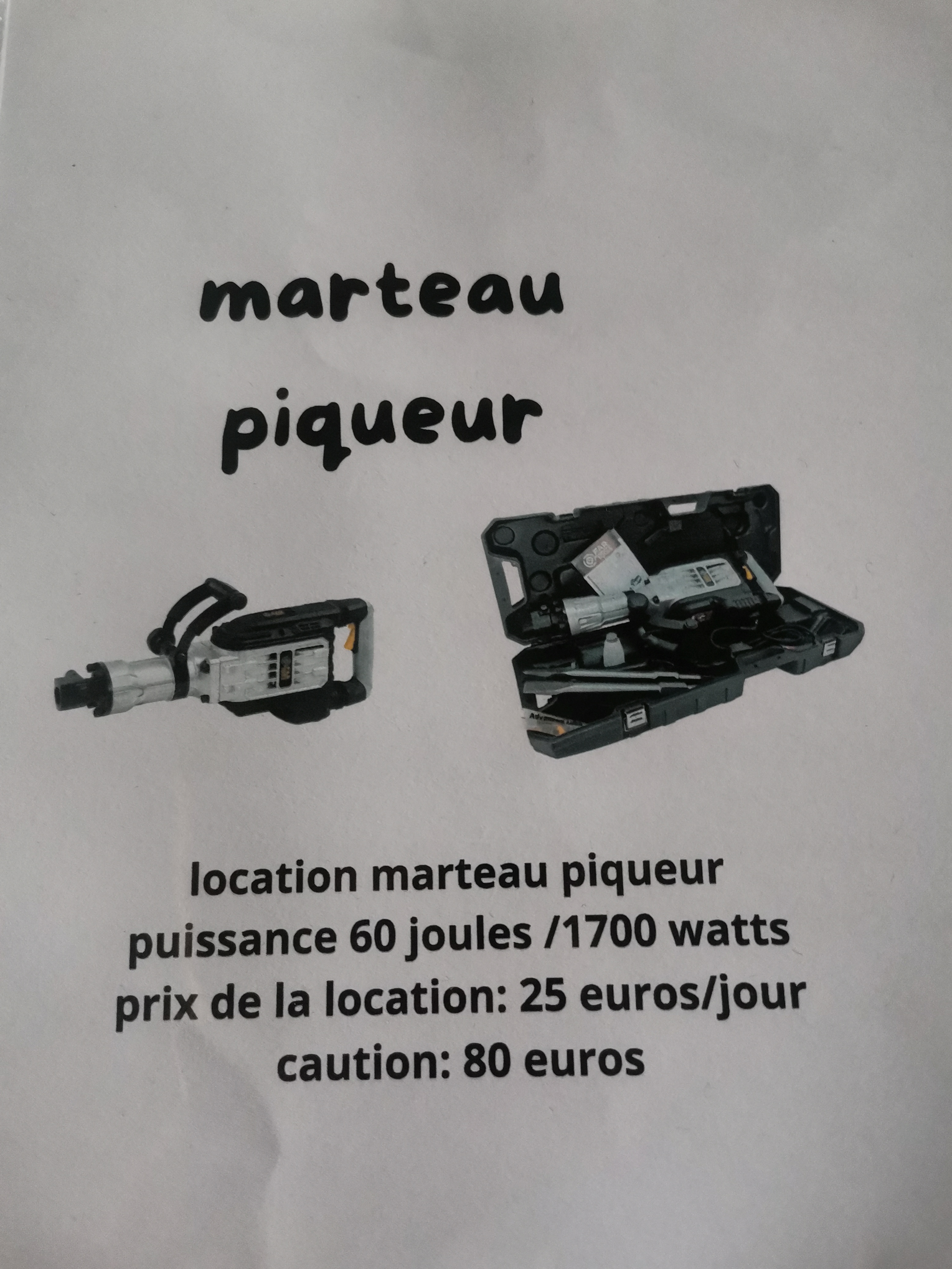 Location marteau piqueur 59 entre particuliers