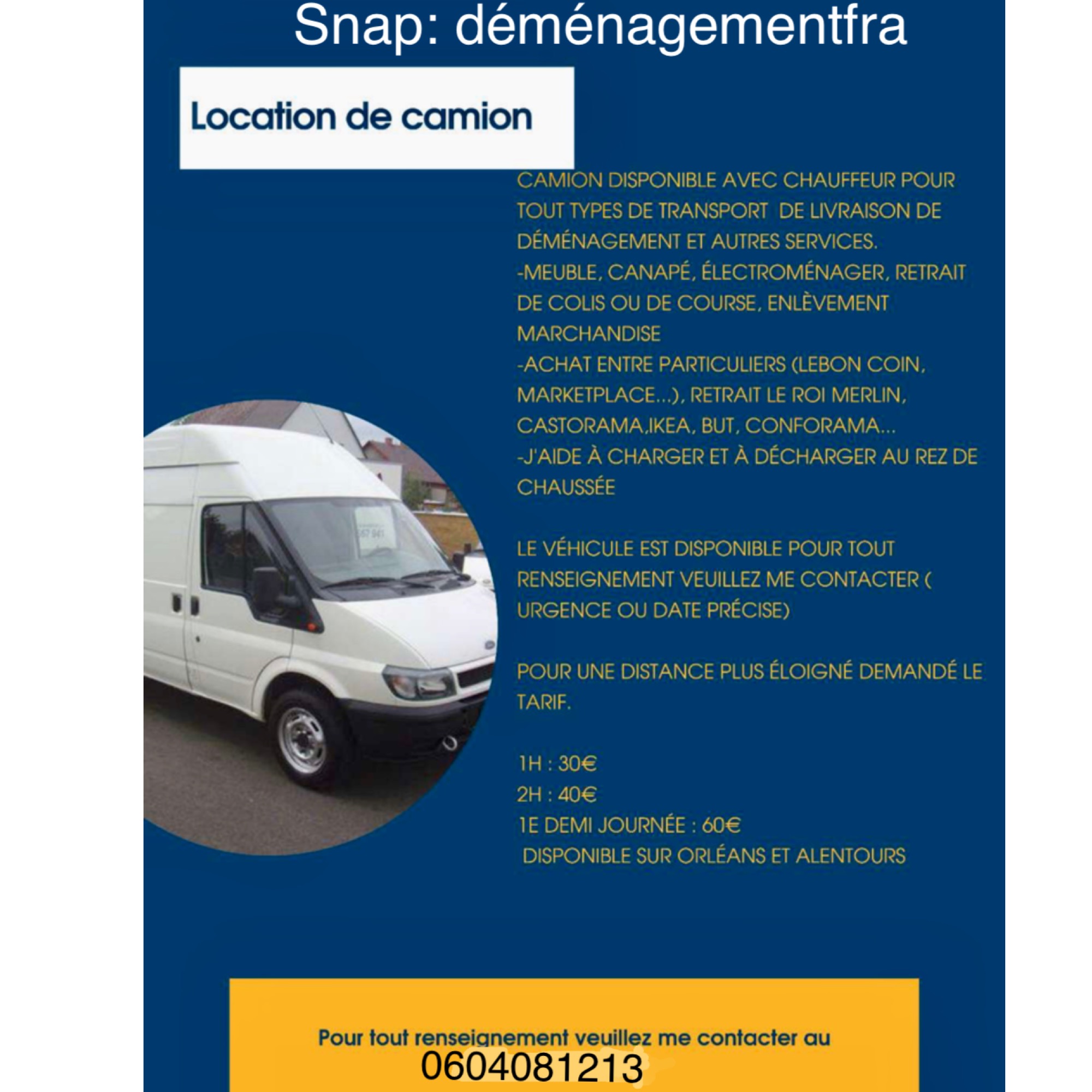 Location camion camionnette 45 entre particuliers