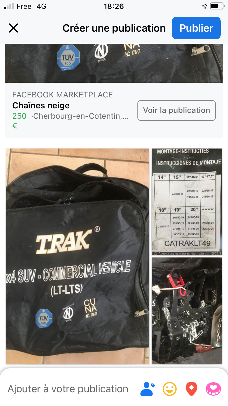 Location chaine a neige 50 entre particuliers