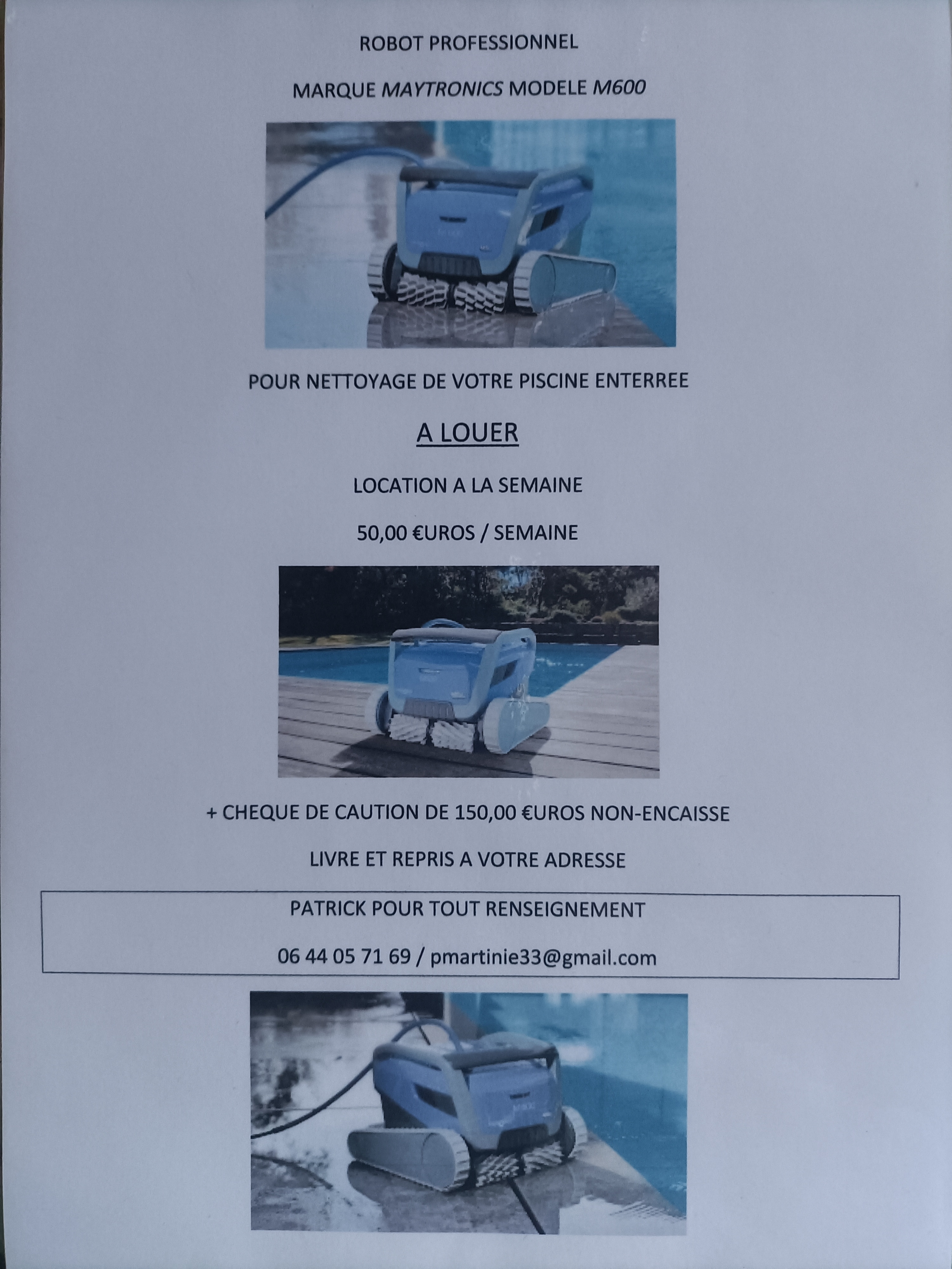 Location robot piscine 33 entre particuliers