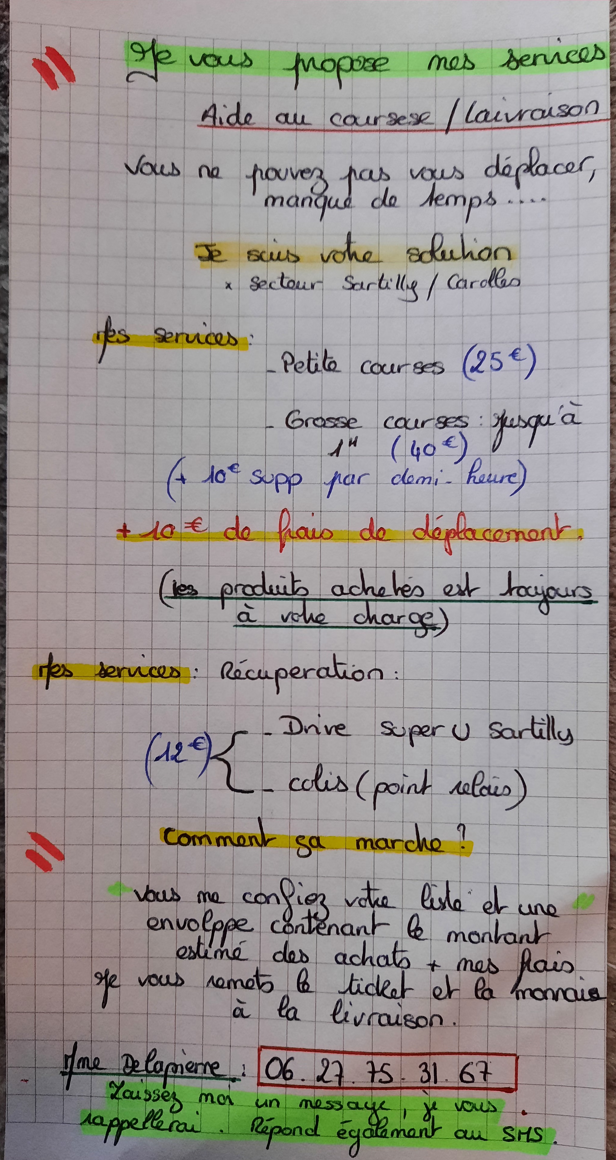 Service aide aux courses 50 entre particuliers