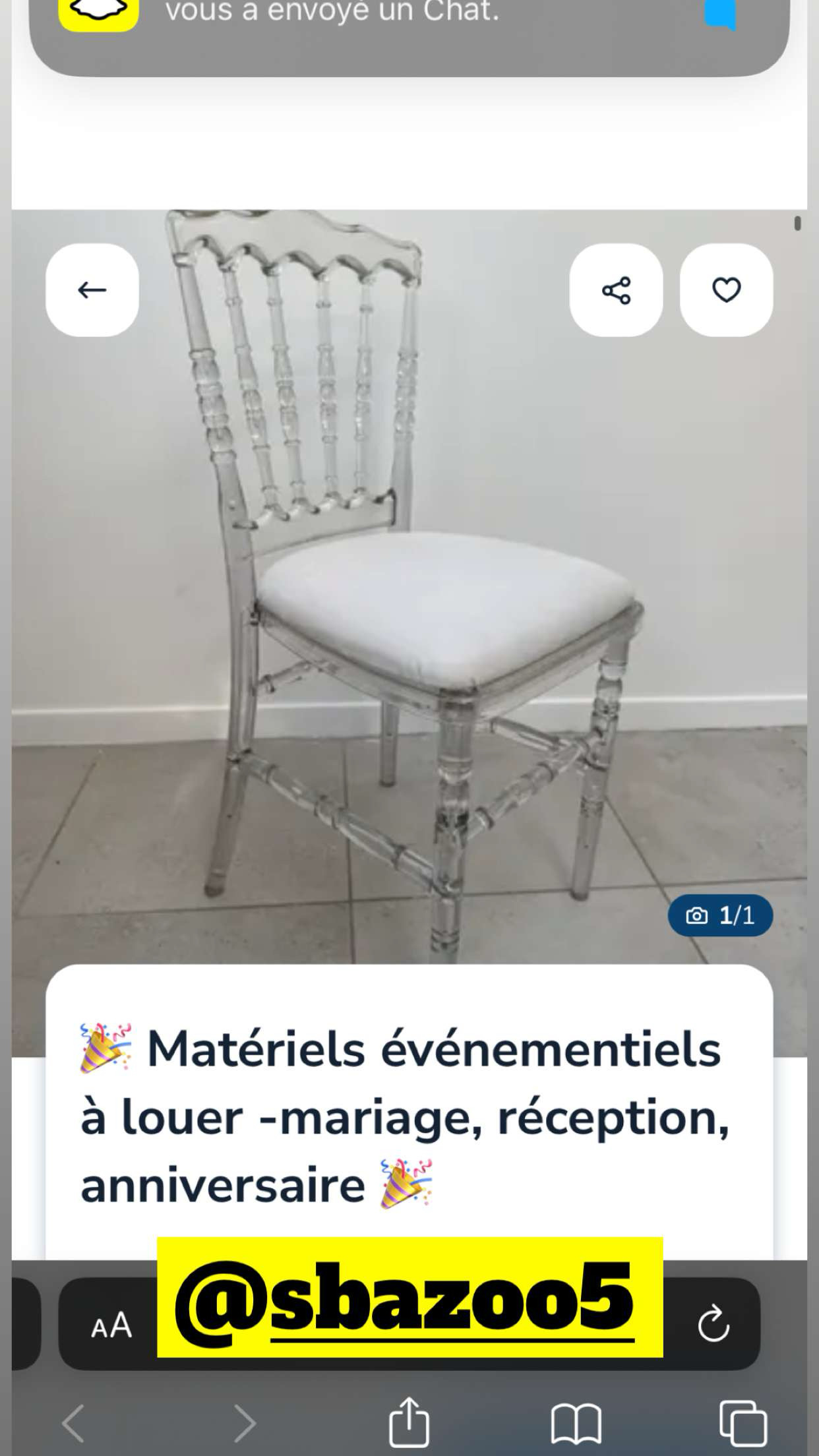 Location chaise 62 entre particuliers