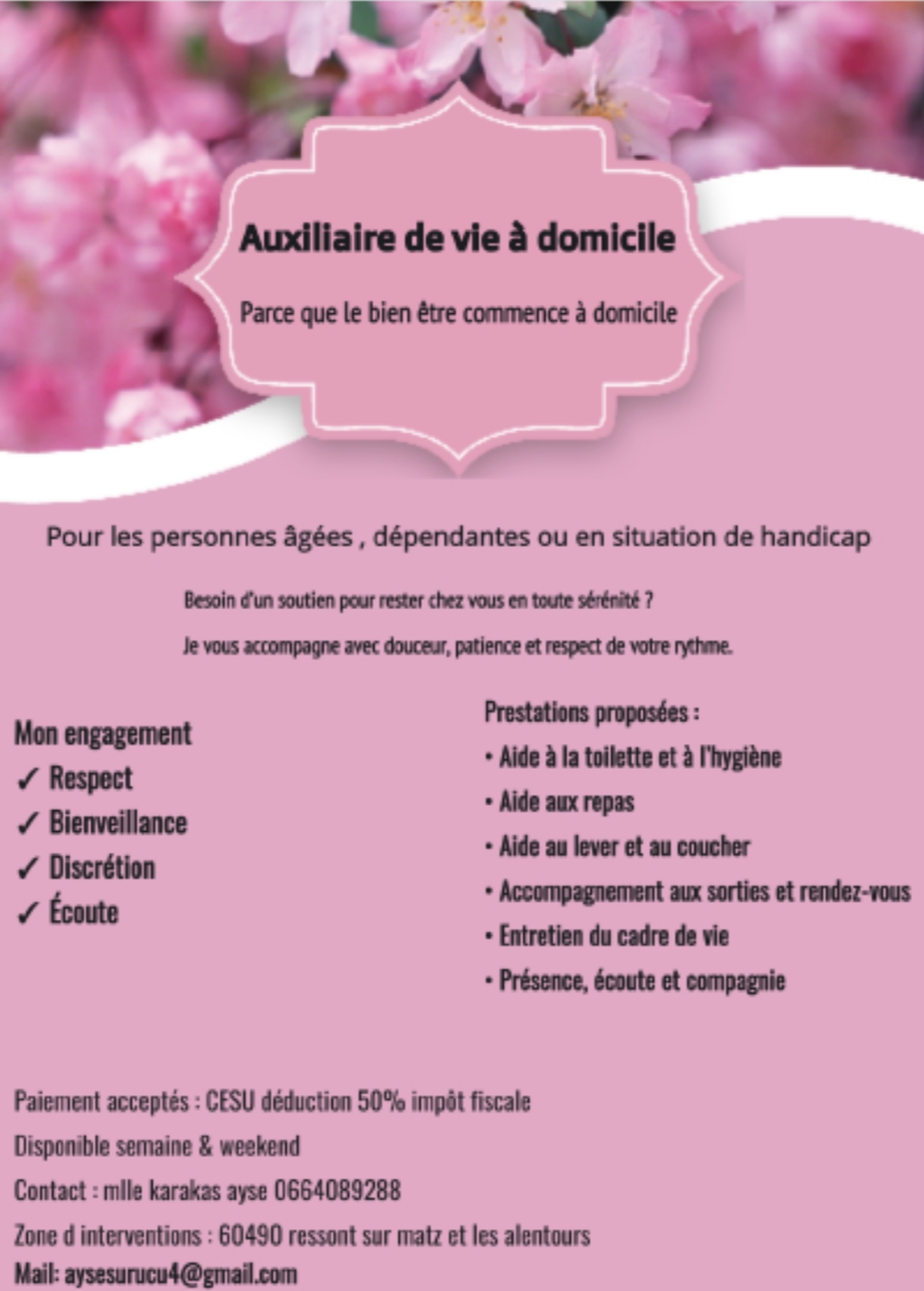 Service aide personne 60 entre particuliers