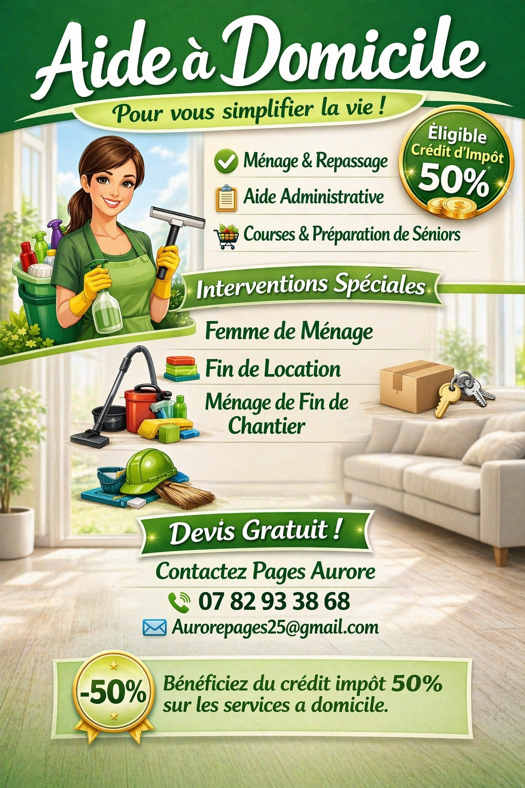 Service aide menagere 15 entre particuliers