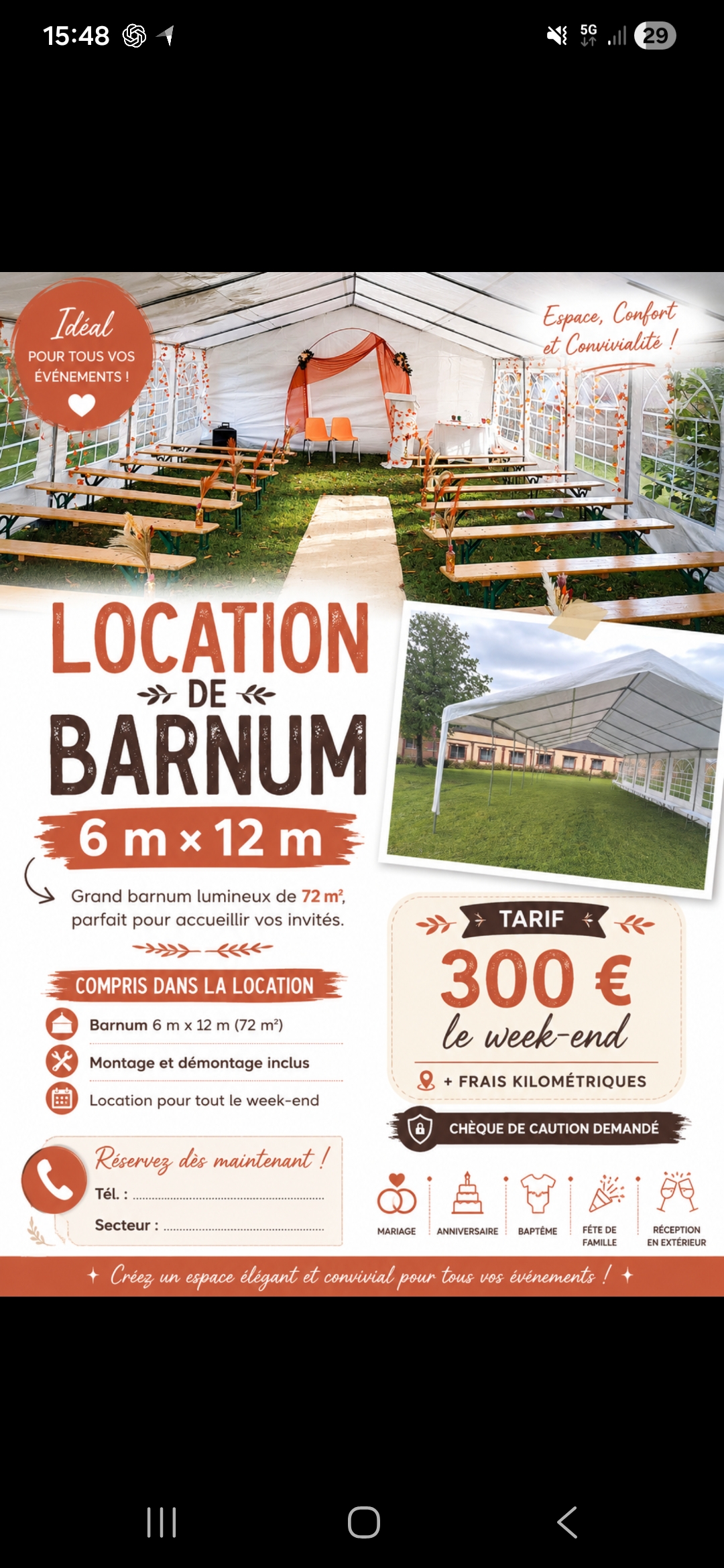 Rental Reception tent between individuals (28)