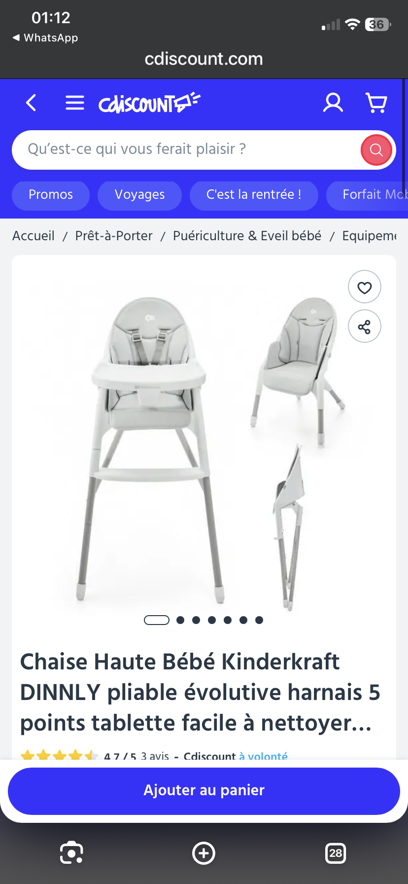 Location chaise haute 76 entre particuliers