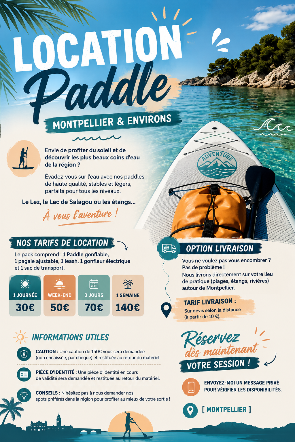 Location paddle 34 entre particuliers