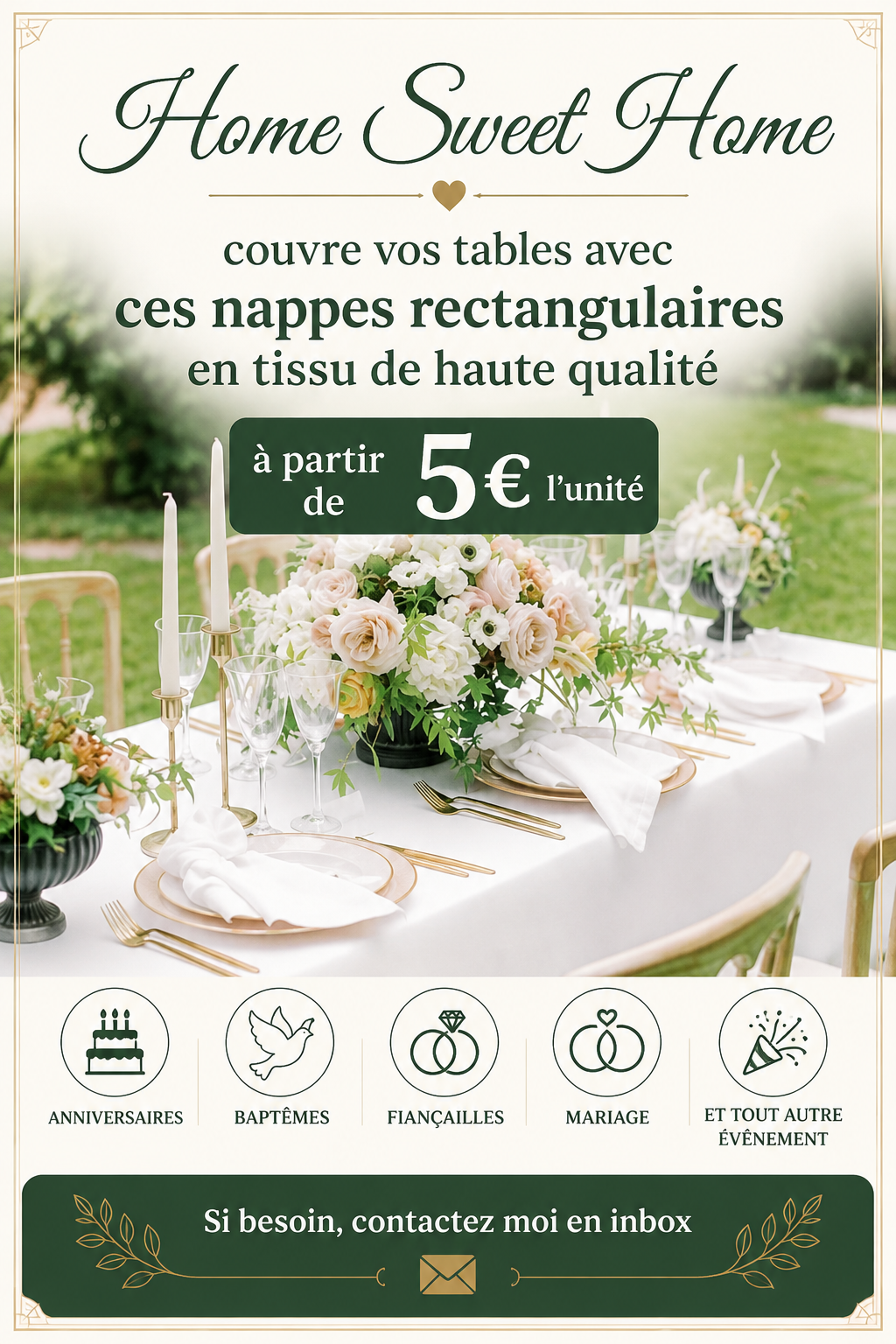 Location table de reception 94 entre particuliers